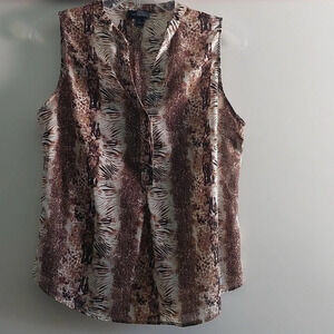 The Limited animal printed v neck sleeveless Blouse shirt Size M brown tan black